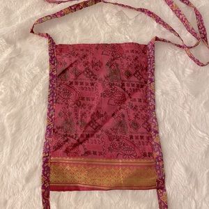 Vintage sari style bag, cute for phone, accessories, tarot cards- soft & pretty
